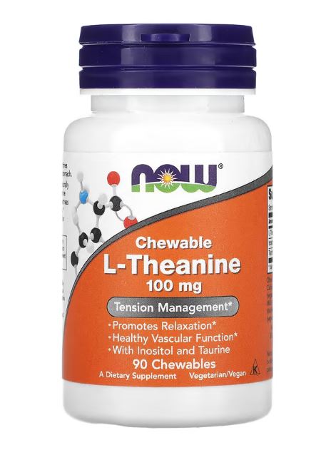 L-Theanine Chewable 100 mg 90 Chewables by NOW