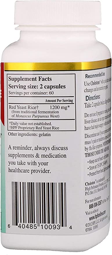 HPF Cholestene Red Yeast Rice 120 Capsules - WMT