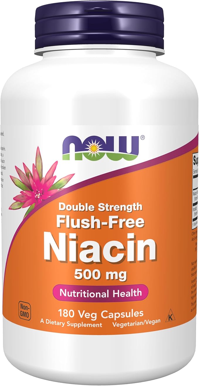Niacin, Flush-Free, Double Strength, 500 mg, 180 Veg Capsules by NOW