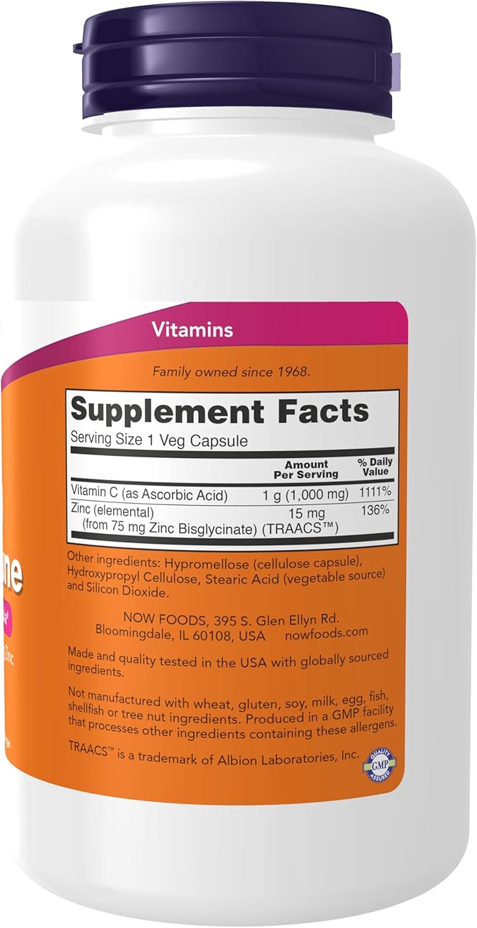 C-1000 Zinc Immune , 180 Veg Capsules by NOW