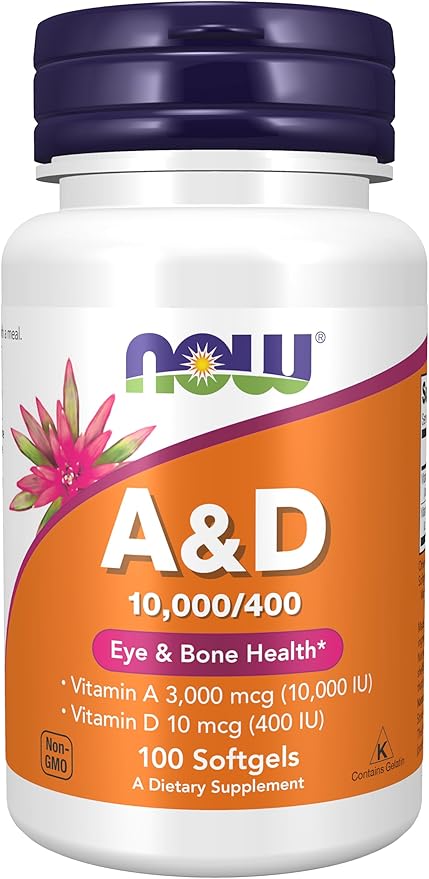 Vitamin A & D 10,000/400 IU - 100 Softgels by NOW