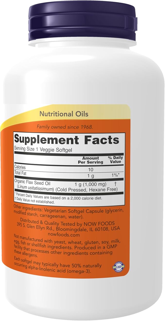 Flax Oil, 1,000 mg, 120 Veggie Softgels by NOW