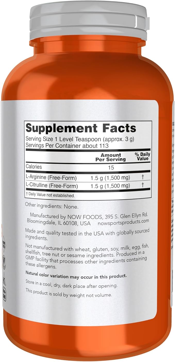 Arginine & Citrulline Powder 12 oz (340 g) by NOW