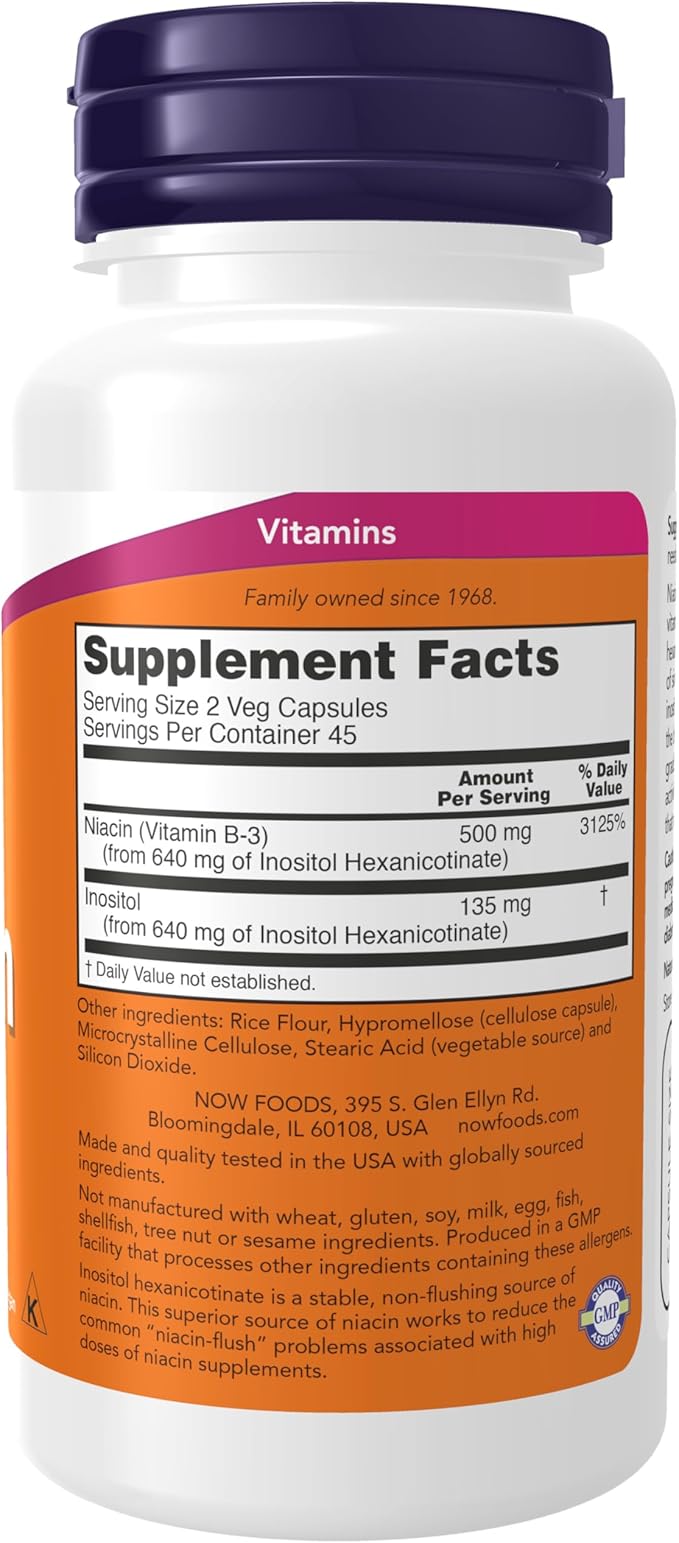 Flush-Free Niacin, 90 Veg Capsules (250 mg per Capsule) by NOW