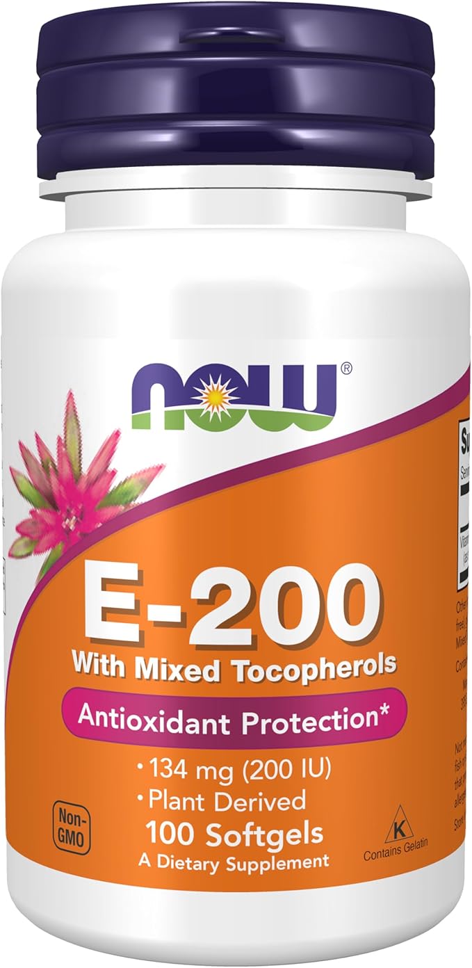 Vitamin E-200 With Mixed Tocopherols - 100 Softgels by NOW