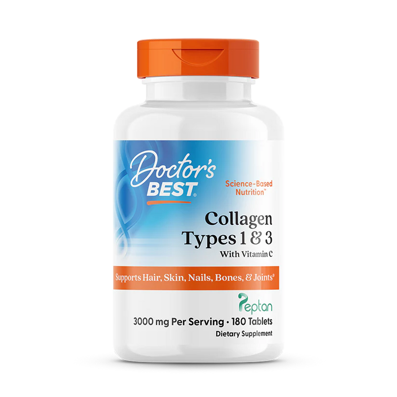 Collagen Types 1 and 3 and Vitamin C, 3,000 mg Per Serving, 180 Tablets