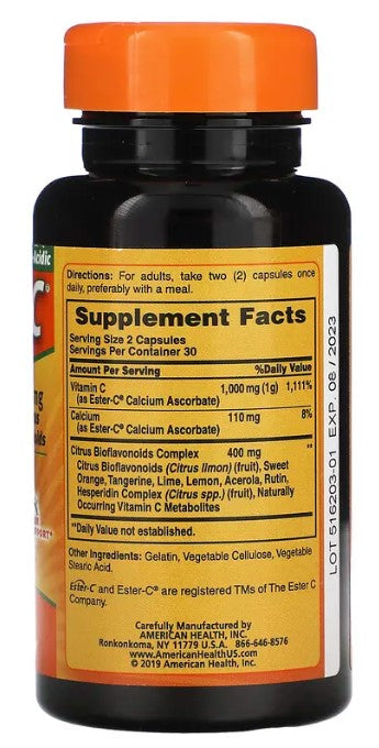 Ester-C w/ Citrus B.F. 500 mg 60 Caps, by American Health
