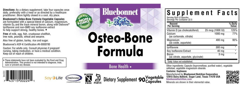 Osteo-Bone Formula, 90 Vegetable Capsules, by Bluebonnet
