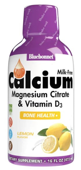 Liquid Calcium Magnesium Citrate & Vitamin D3, Lemon 16 fl oz (473 ml), by Bluebonnet