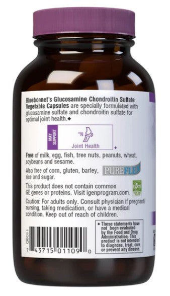 Glucosamine Chondroitin Sulfate 60 Vegetables Capsules, by Bluebonnet