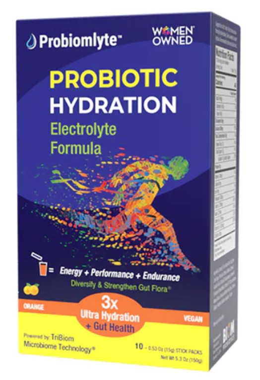 Probiomlyte Probiotic Hydration Orange, Regular, 10 - 0.53 oz (15g) Sticks, by BIOM Probiotics