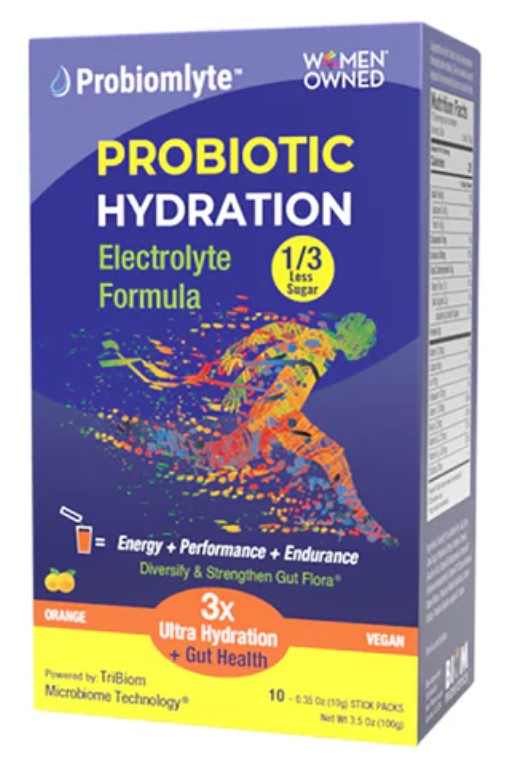 Probiomlyte Probiotic Hydration Orange, Less Sugar, 10 - 0.35 oz (10g) Sticks, by BIOM Probiotics