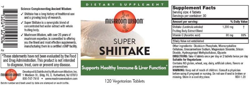 Super Shiitake 120 Vegetable Tablets