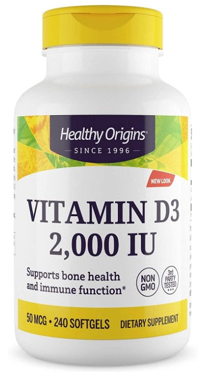 Vitamin D3 2000 IU (50mcg), 240 Softgels, by Healthy Origins