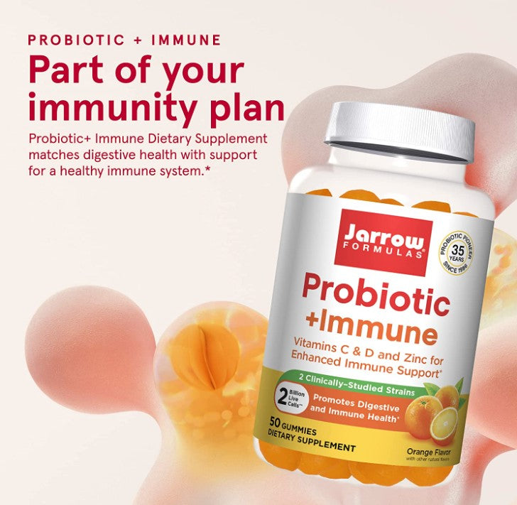 Probiotic+ Immune, 60 Orange, 2 Billion CFU Gummies, by Jarrow Formulas