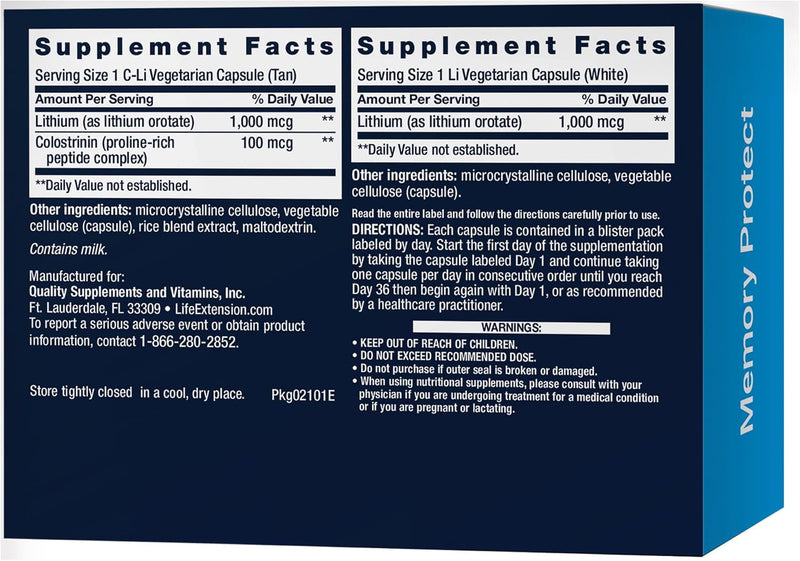 Memory Protect 24 Lithium (Li) Capsules by Life Extension