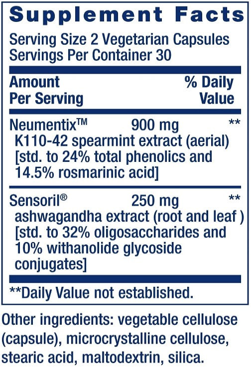 Ashwagandha Plus Calm & Focus 60 Vegetarian Capsules, by Life Extension