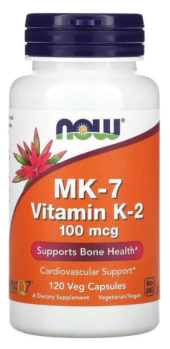 MK-7 Vitamin K-2, 100 mcg, 120 Veg Capsules, by NOW
