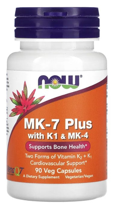 MK-7 Plus with K1 & MK-4 - 90 Veg Capsules, by NOW