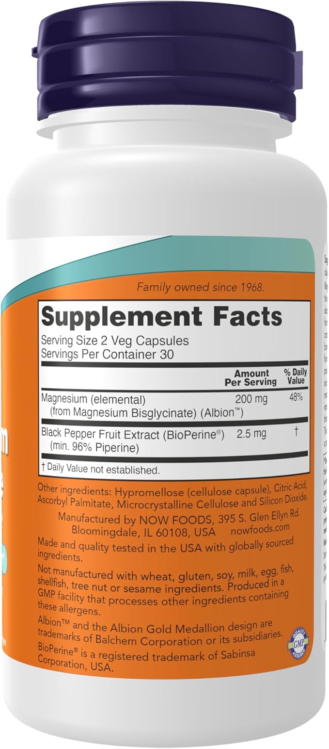 Magnesium Glycinate with BioPerine® - 60 Veg Capsules by NOW