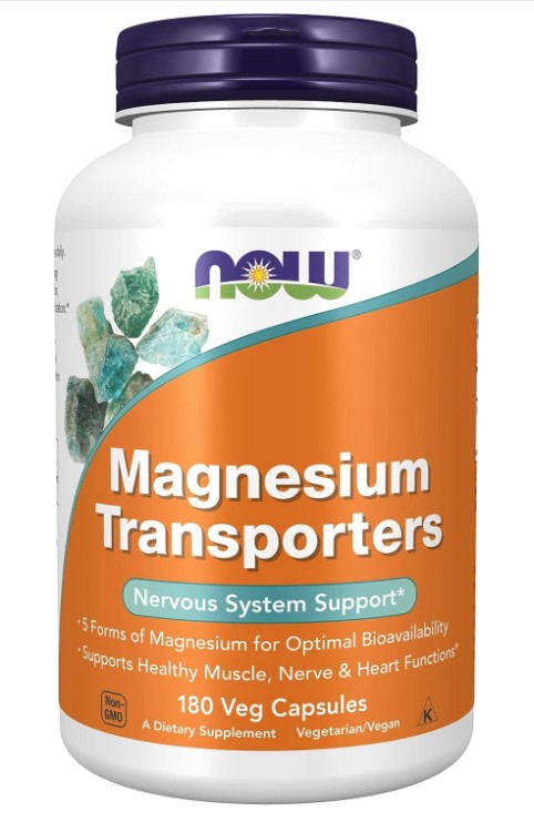 Magnesium Transporters 120 mg, 180 Veg Capsules, by NOW