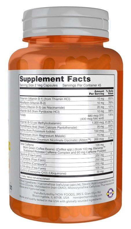 Sustained Energy - 90 Veg Capsules, by NOW Sports
