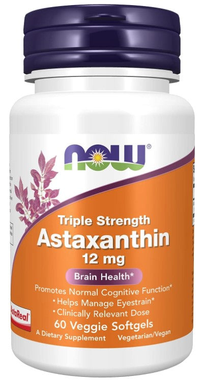 Triple Strength Astaxanthin, 12 mg, 60 Veggie Softgels, by NOW Foods