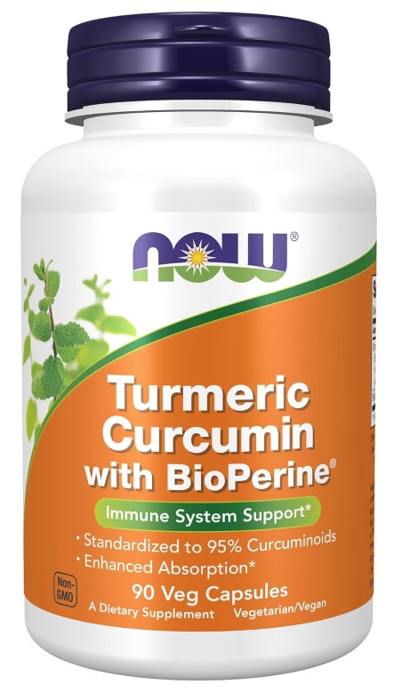 Turmeric Curcumin with BioPerine® - 90 Veg Capsules, by NOW