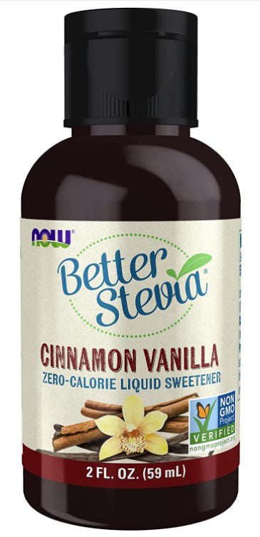 Better Stevia Zero-Calorie Liquid Sweetener Cinnamon Vanilla 2 fl oz (59 ml) by NOW