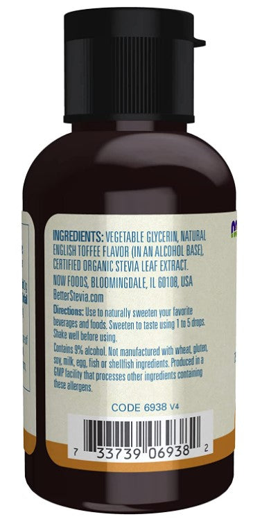Better Stevia Zero-Calorie Liquid Sweetener English Toffee 2 fl oz (59 ml) by NOW