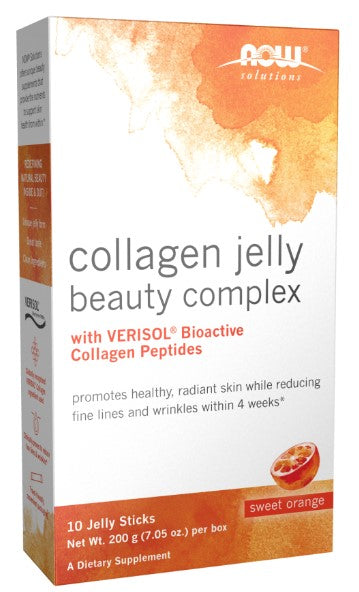 Collagen Jelly Beauty Complex, 10 Sweet Orange Jelly Sticks, by NOW - Pack01