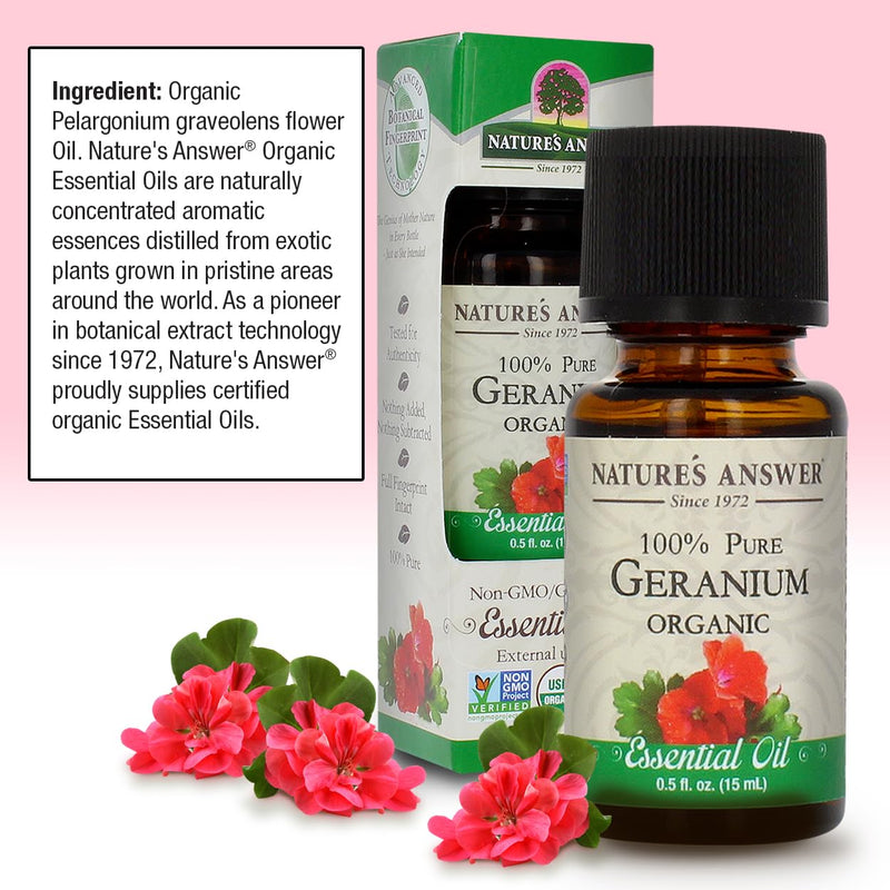 Organic Geranium Essential Oil 0.5 fl oz. (15ml) by Nature’s Answer