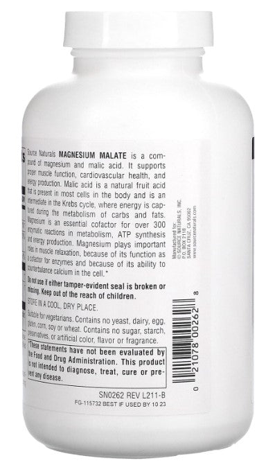 Magnesium Malate, 3,750 mg, 180 Tablets