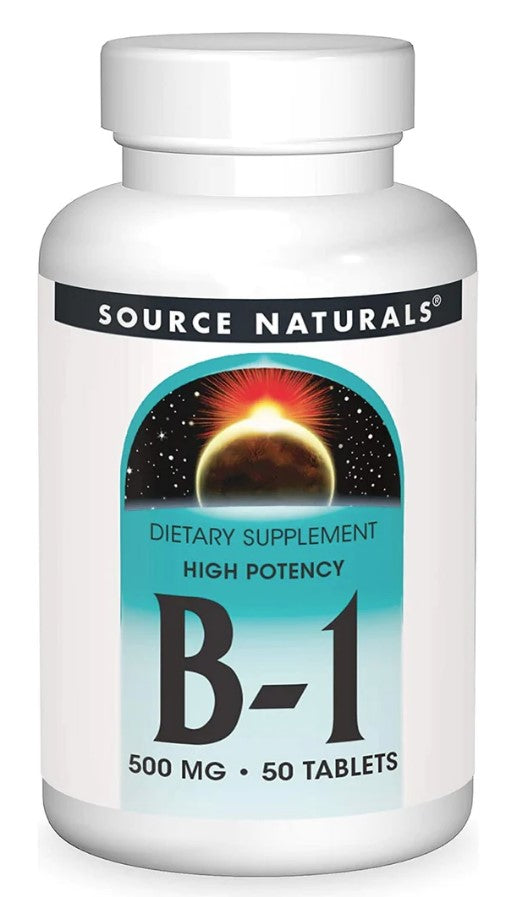 B-1, High Potency 500 mg, 50 Tablets, by Source Naturals