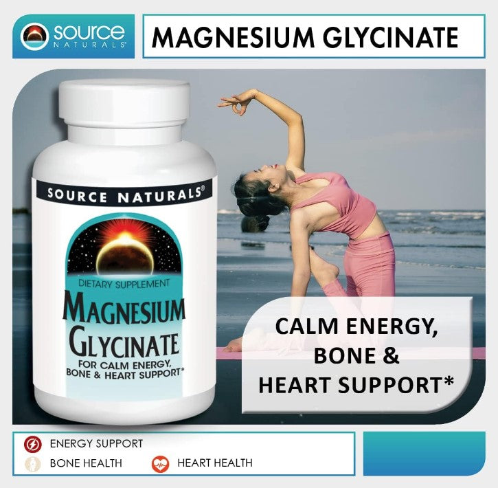 Magnesium Glycinate 200 mg 180 Tablets, by Source Naturals
