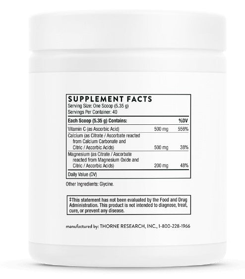 Cal-Mag Citrate + Vitamin C, Effervescent Powder, 7.5 oz (214 g), by Thorne