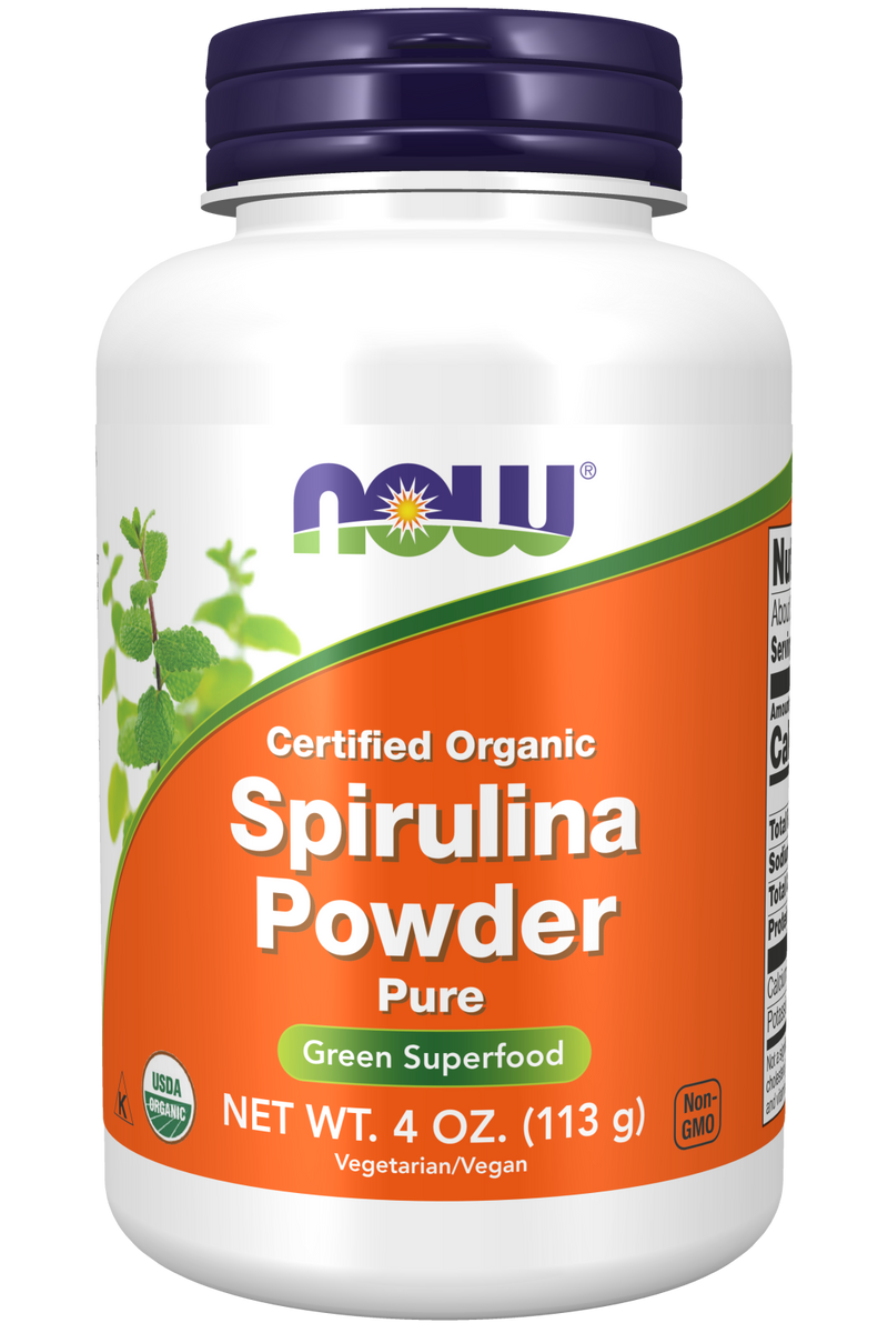 Certified Organic Pure Spirulina Powder 4 oz (113 g), by NOW Foods