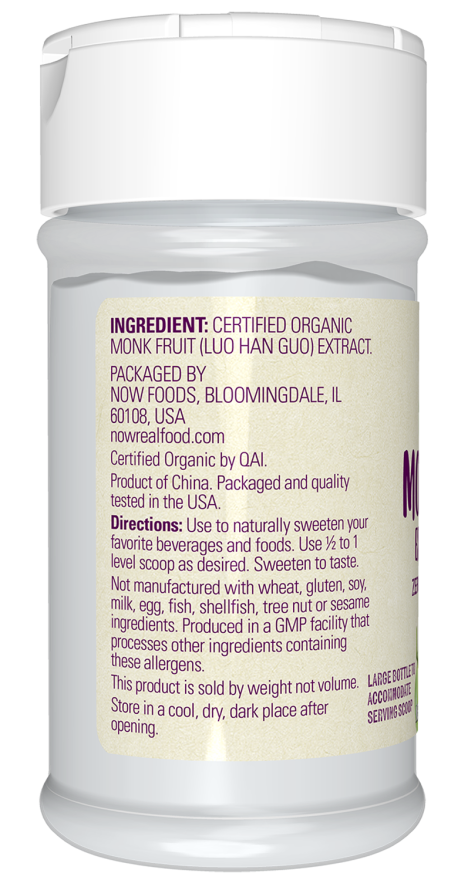 Organic Monk Fruit Extract Powder 3.7 oz (105 g) by NOW Real Food