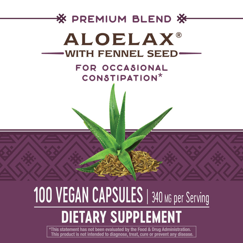 Aloelax with Fennel Seed 500 mg 100 Vegetarian Capsules by Nature&