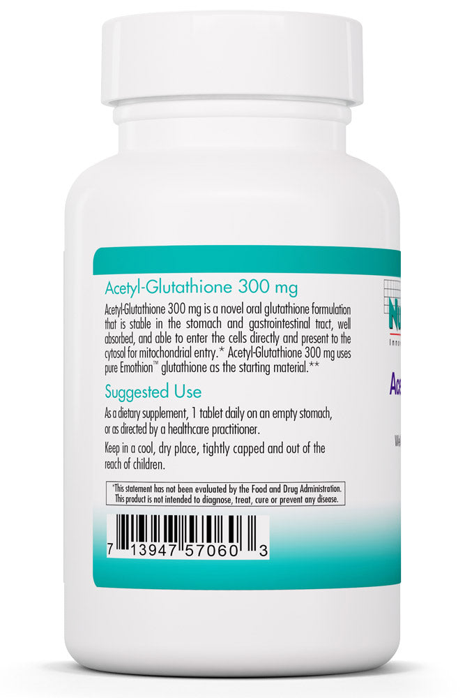 Acetyl-Glutathione 300 mg 60 Scored Tablets by Nutricology best price