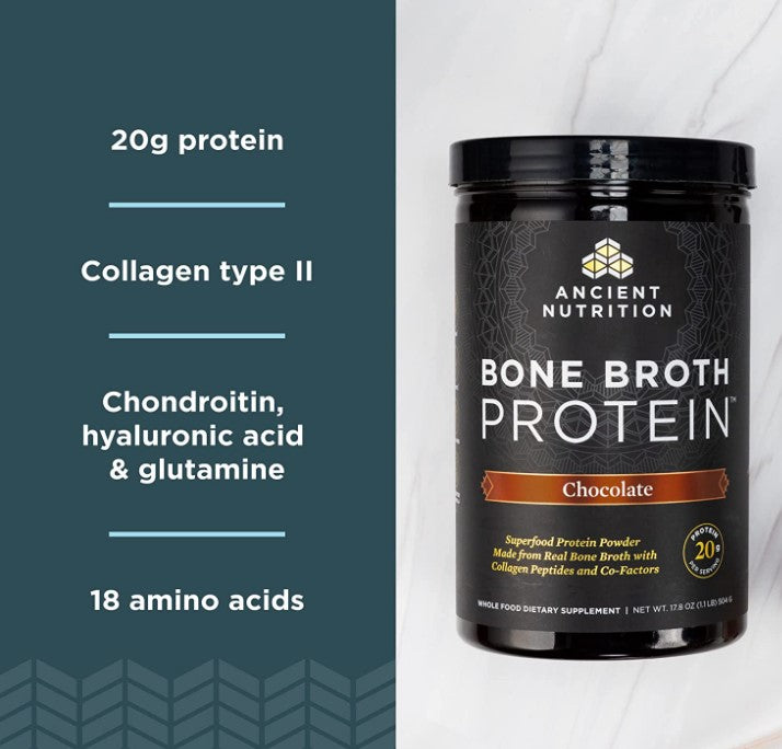 Bone Broth Protein, Chocolate, 17.8 oz (1.1 lb), by Ancient Nutrition