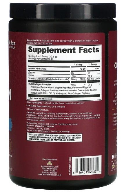 Multi Collagen Protein, Vanilla, 16.7 oz (1.04 lb), by Ancient Nutrition