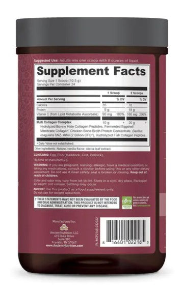 Multi Collagen Protein, Vanilla, 8.9 oz (252 g), by Ancient Nutrition