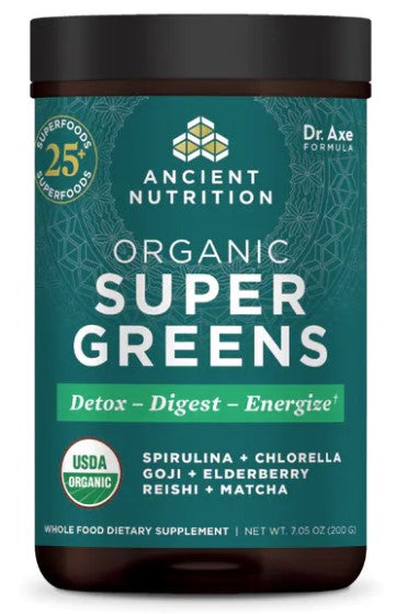 Organic SuperGreens Detox, Digest, Energize 7.05 oz (200 g), by Ancient Nutrition