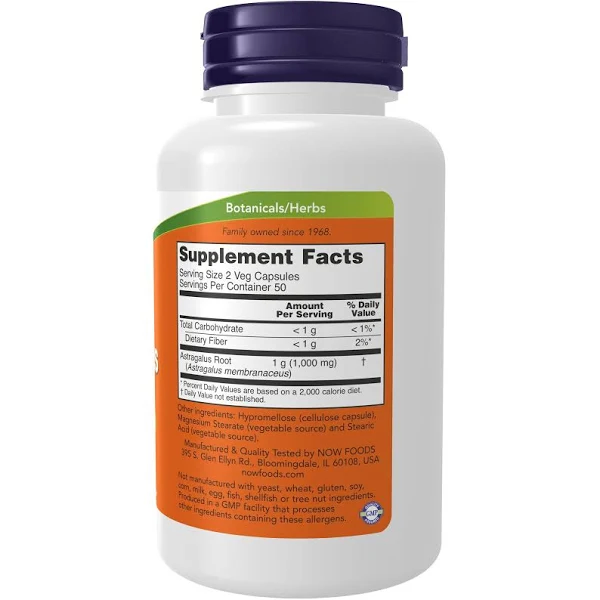 Astragalus 500 mg 100 Capsules | By Now Foods - Best Price