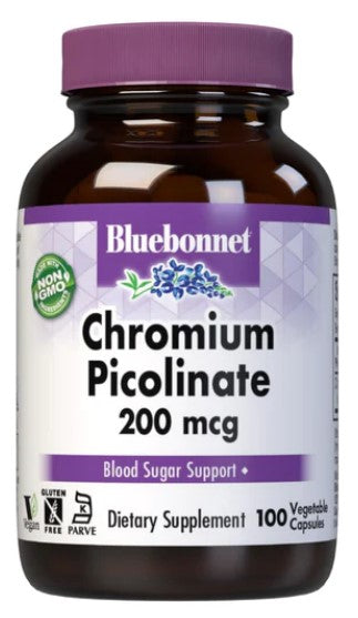 Chromium Picolinate 200 mcg, 100 Vegetable Capsules, by Bluebonnet