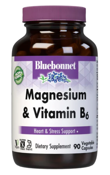 Magnesium & B6, 400 mg 90 Vegetable Capsules, by Bluebonnet