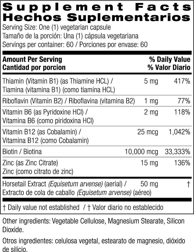 Healthy Hair with Biotin 10,000 Plus 60 Vegetarian Capsules by Bio Nutrition best price