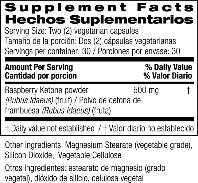 100% Natural Raspberry Ketone 500 mg 60 Vegetarian Capsules by Bio Nutrition best price