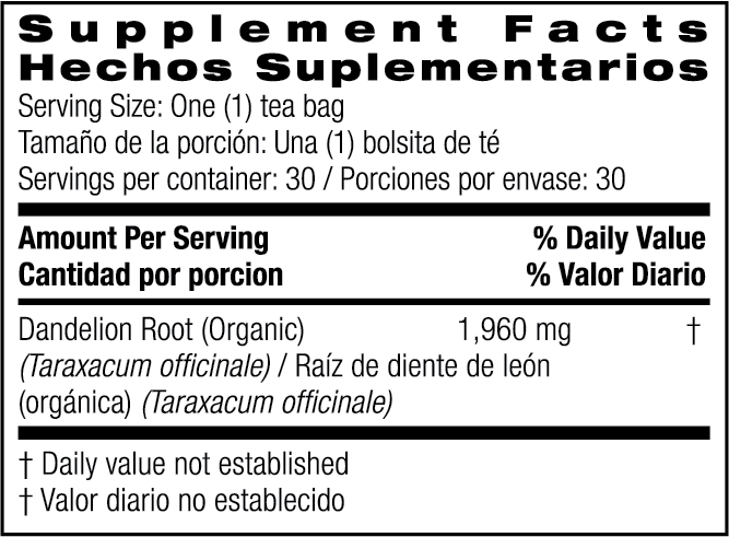 Dandelion Root Tea 30 Tea Bags by Bio Nutrition best price